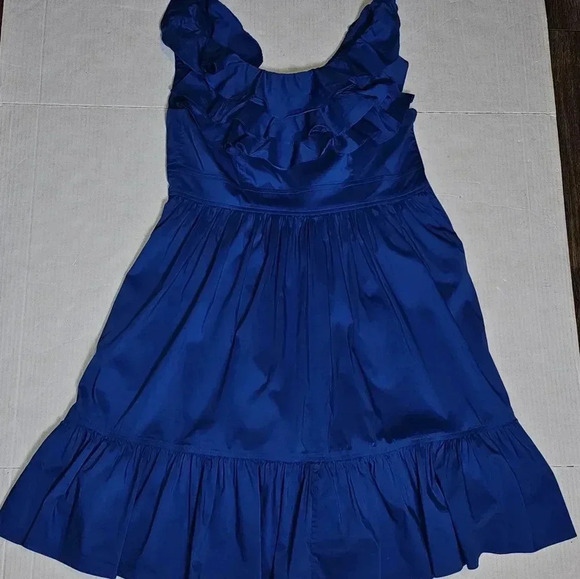 Maggy London Multi Tier Boho Blue Cottagecore‎ Ruffle Dress Sz 6 - Picture 4 of 10